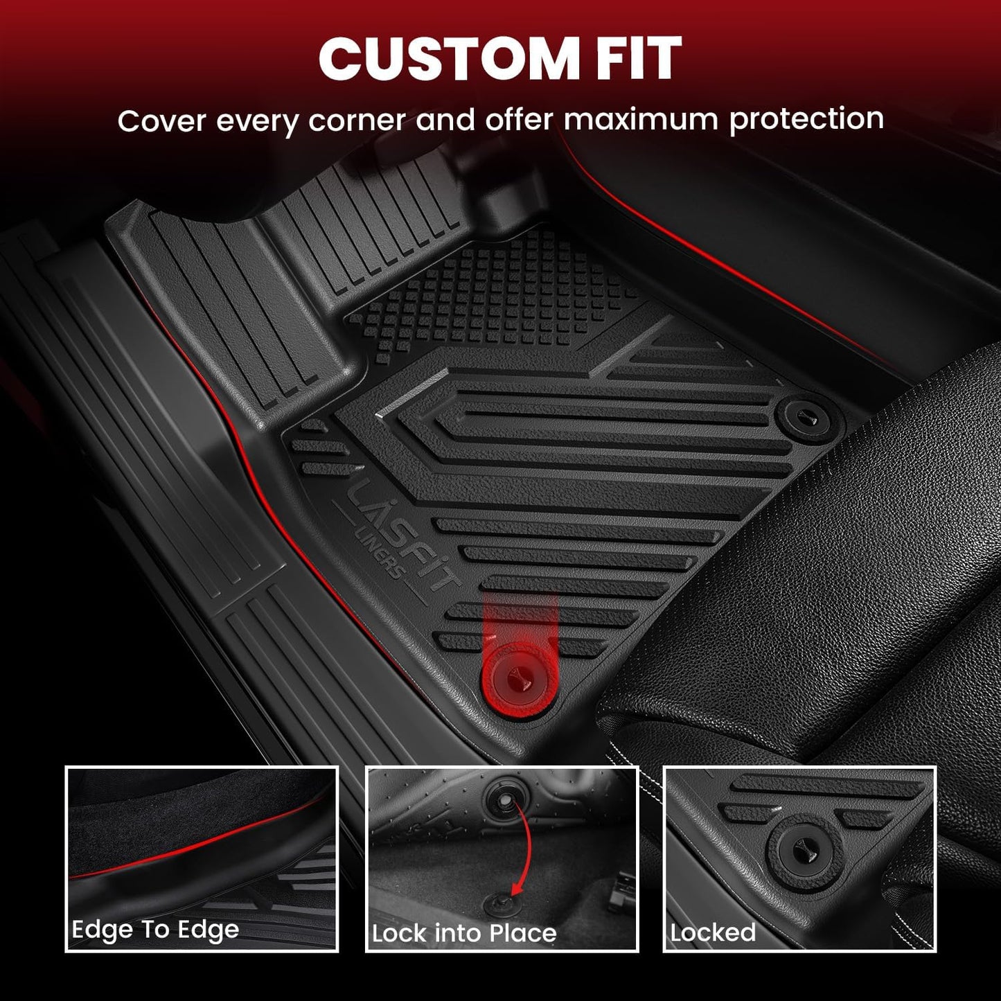 LASFIT Floor Mats Set for Jeep Grand Cherokee 2015 2014 2013, All Weather TPE Custom Fit Car Mats Floor Liners Seatback Cargo Liner Cargo Mat Black