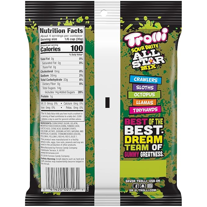 Trolli Sour Brite All Star Mix, Sour Gummy Candy, 4.25 Ounce Bags (Pack of 12)