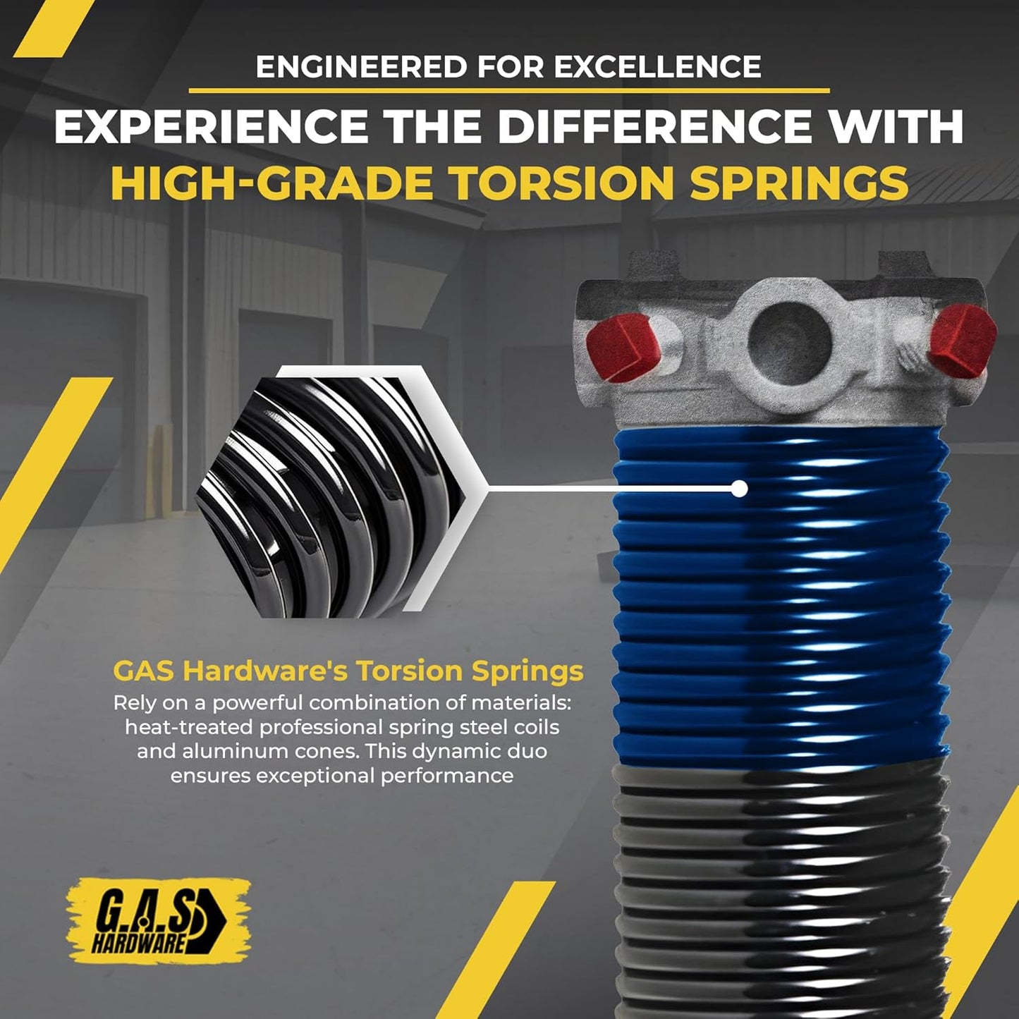 Garage Door Torsion Springs 283x2x37 Includes 1” Steel Bearing, Gloves, and Winding Bars for Left and Right Side of Garage Door Precision E-Coating 5-Year Warranty Minimum 30,000 Cycles (Pair)