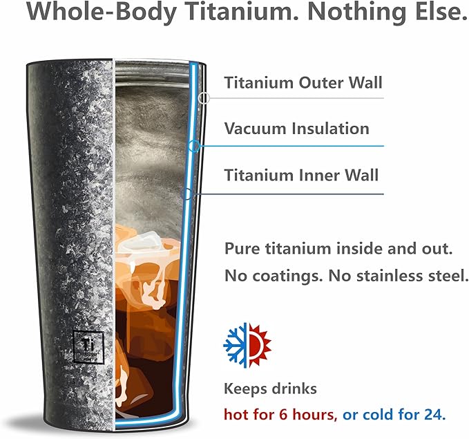 KOYASU 16oz Whole-Body Titanium Travel Mug – Double-Wall Insulated Cup, Leak-Proof Lid, Lightweight & Reusable, BPA-Free Tumbler, Wide Mouth, Durable, Hot 6H/Cold 24H, for Commute or Camping (Pink)