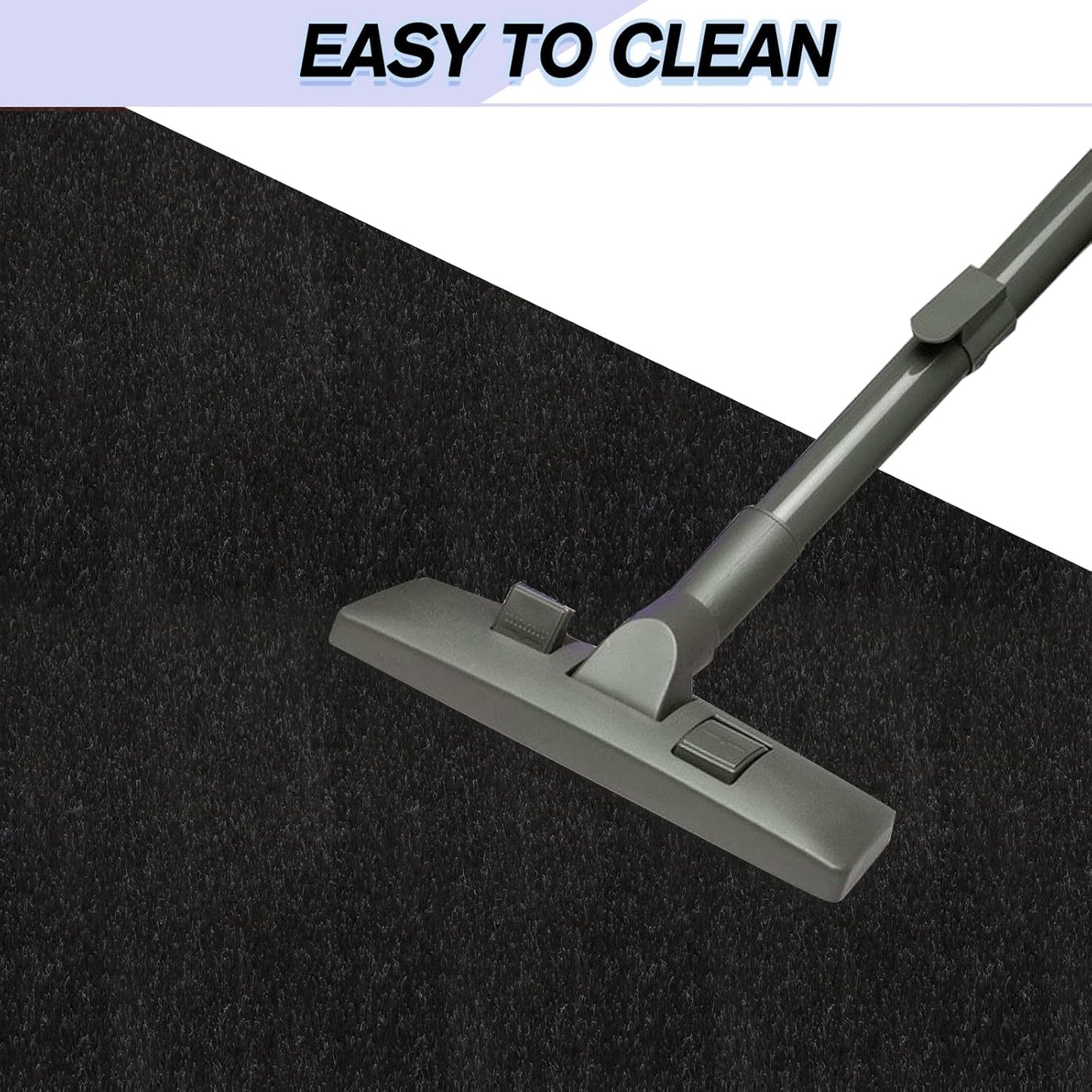 Custom Size Backed Non-Slip Area Rugs Runner, Easy Clean, Waterproof Runner Rugs for Hallway Entryway, Kitchen, Laundry, 2FT x 52FT, Black