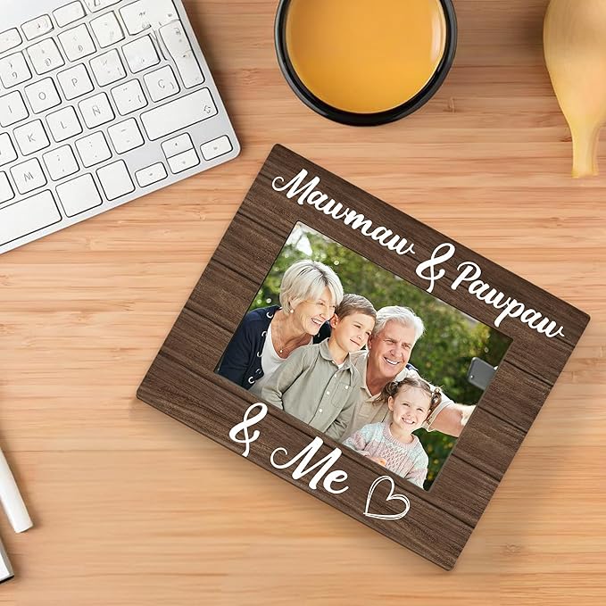 Mawmaw and Pawpaw Picture Frame 5x7, Grandparents Photo Frame, Christmas Birthday Gift for Grandparents from Grandkids, Mawmaw and Pawpaw and Me Wooden Picture Photo Frames for Home Room Decor