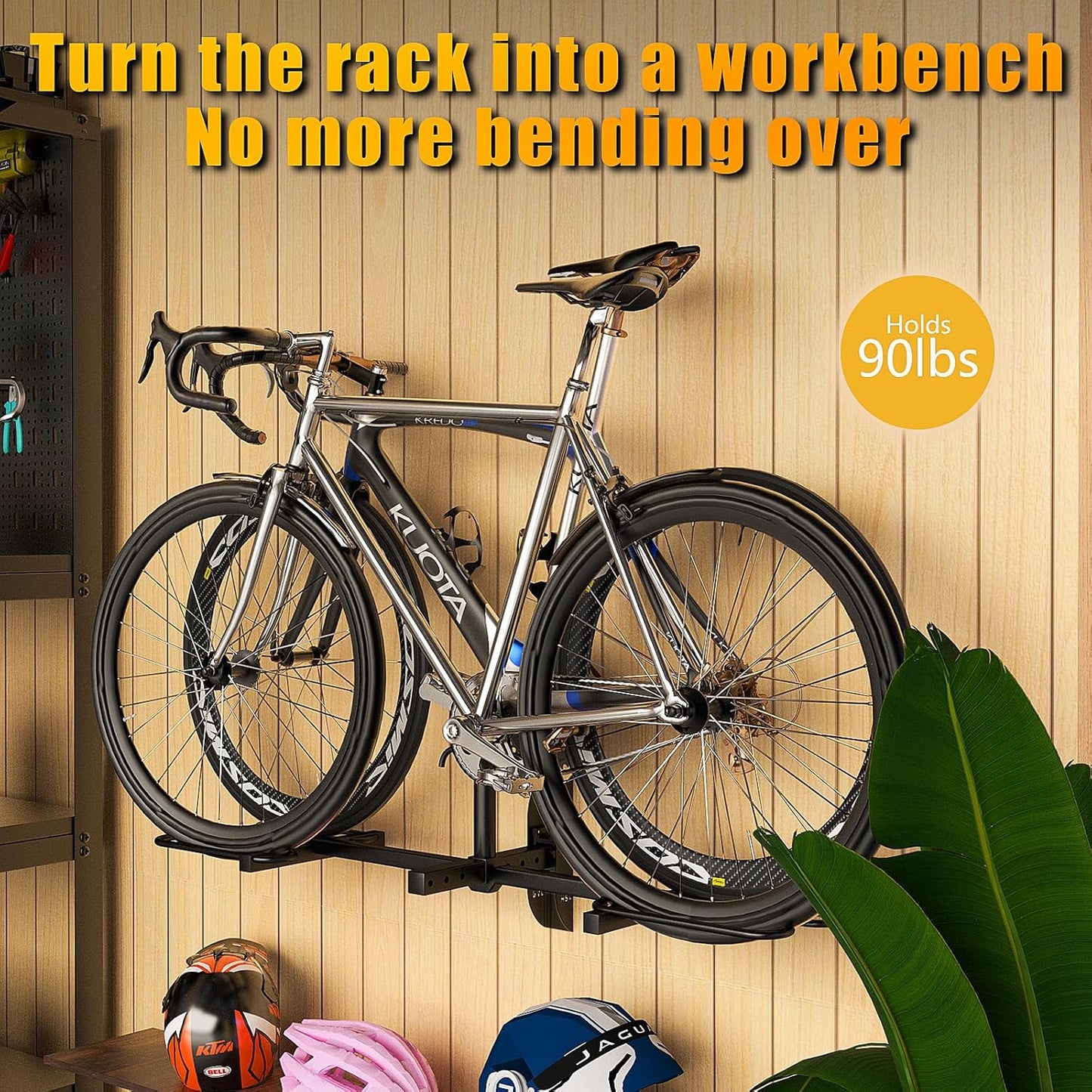 Hitch Wall Mount Bike Rack,Trailer Hitch Wall Mount Receiver Adjustable 1.25" to 2" for Garage Organization,Heavy Duty Hitch Wall Mount Storage Rack Hold 90lbs,Wall Mounted Hitch for Bike Rack/Cargo Carrier