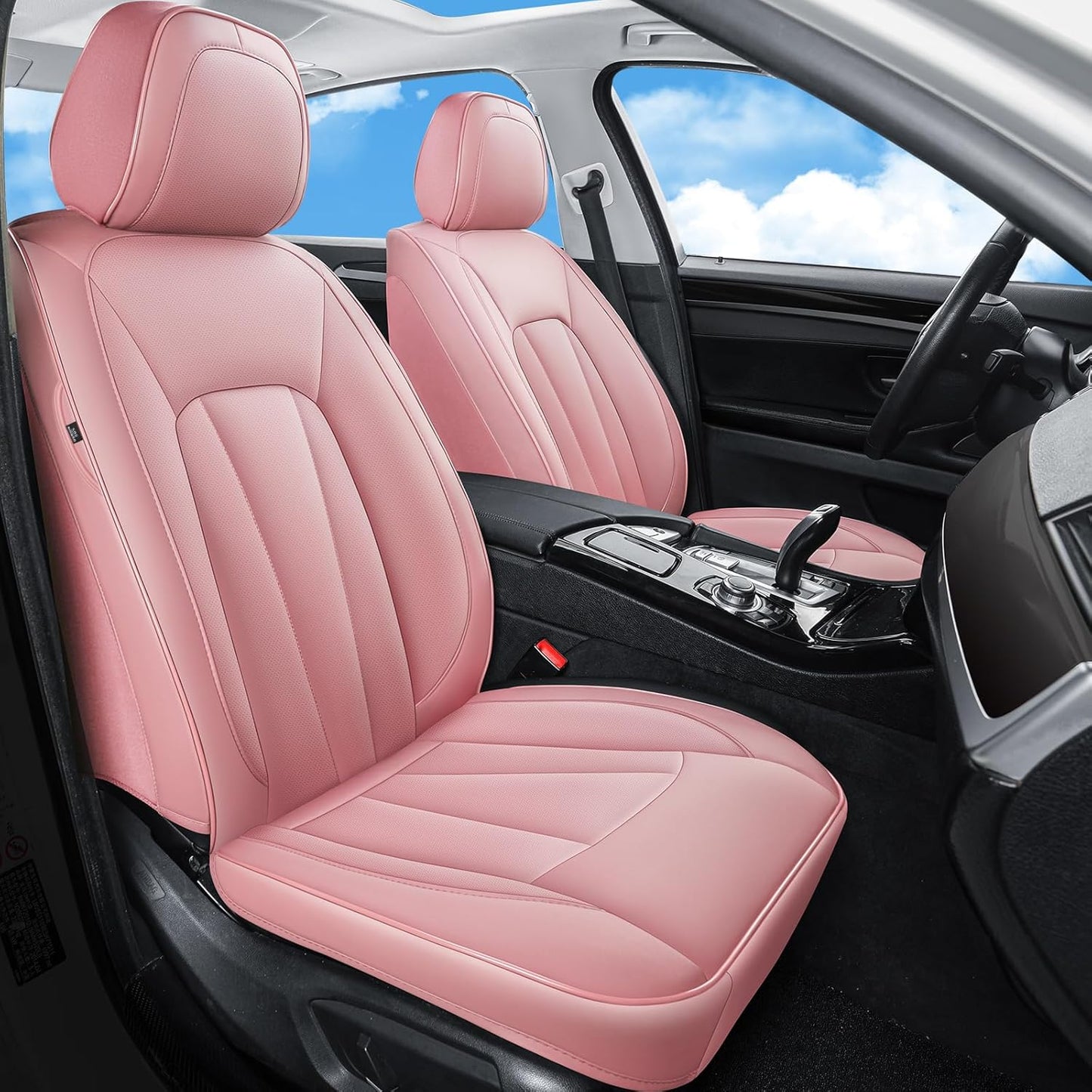 Pink Seat Covers for Cars,Front Seats Universal Fit for SUV, Sedans and Trucks,Waterproof Breathable Full Wrapping Edge Seat Covers, Luxury Automotive Seat Protecor Covers