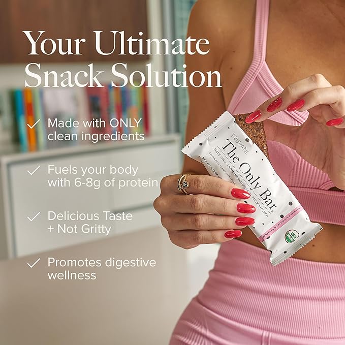 Truvani Plant Based Snack Bars | Oatmeal Chocolate Chip 1 Pack | 6g Protein | USDA Organic and Vegan | The Only Bar | Dairy, Soy, and Gluten Free | Individually Wrapped