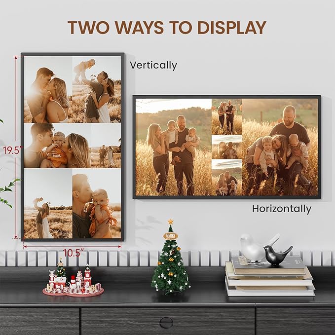 Heimlove 11x20 Metal Picture Frame,Black Aluminum Photo Frames-Real Tempered Glass,Wall Gallery Poster Puzzles Artwork frame Mounting Horizontally or Vertically Decor for Wall-1Pack