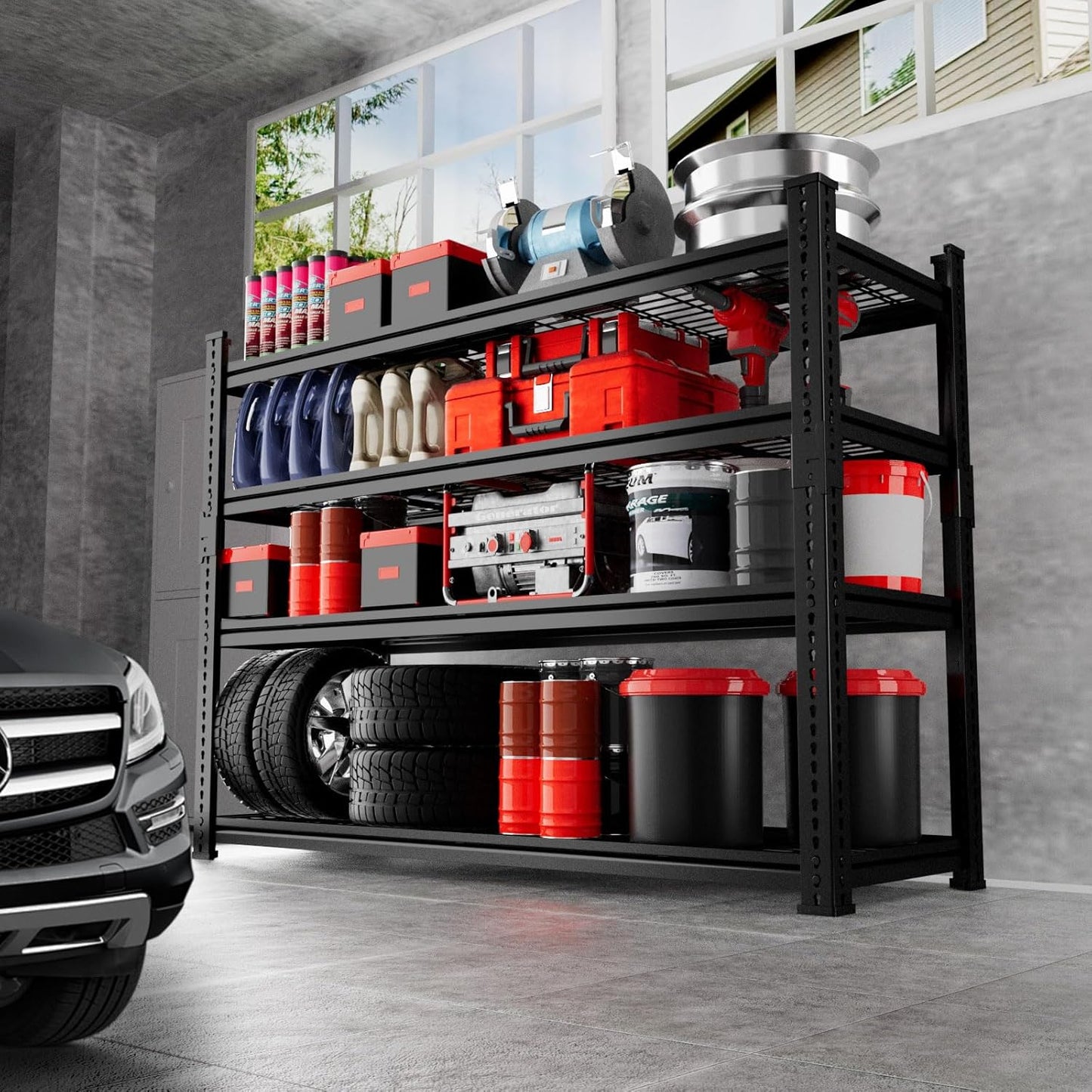 Storage Shelves 4PCS, Garage Shelving Heavy Duty 2640LBS Capacity, 48"L x 18"W x 60"H Adjustable Metal Shelving Organizer Wire Rack, 4 Tier Utility Shelf Unit for Pantry Closet Warehouse Organization