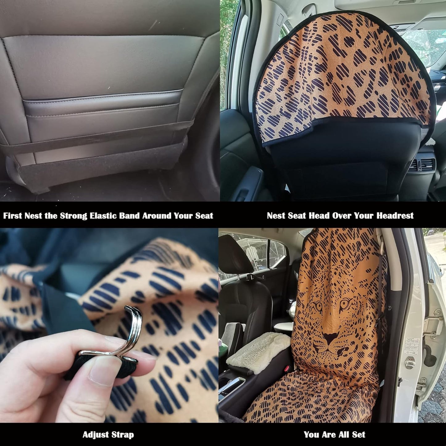 Car Seat Cover Protector Front Seats,for Gym Workout,Running,Swimming,Beach and Hiking,Waterproof Sweat Towel Bucket Seat Covers for Cars SUV Trucks (Leopard, 2Pcs)
