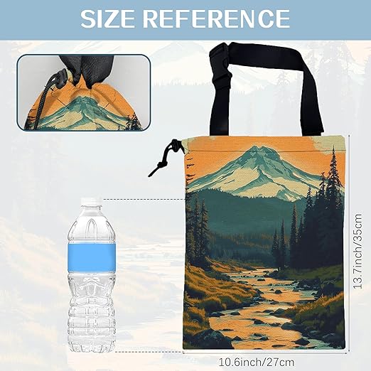 Forest Mountains Car Garbage Bag,Sunset in River Small Car Trash Bag Hanging,Drawstring Car Garbage Bag with Adjustable Buckle for Car Back Seat,SUVs,Camping,Road Trips