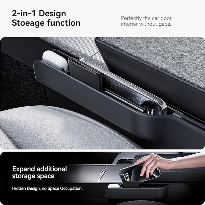 YONZEE 2-in-1 Car Steering Wheel Desk Tray & Car Seat Gap Filler Organizer ??Foldable Carbon Fiber Look Table for Laptop, Eating, Writing ??Universal Fit for Most Vehicles Orange