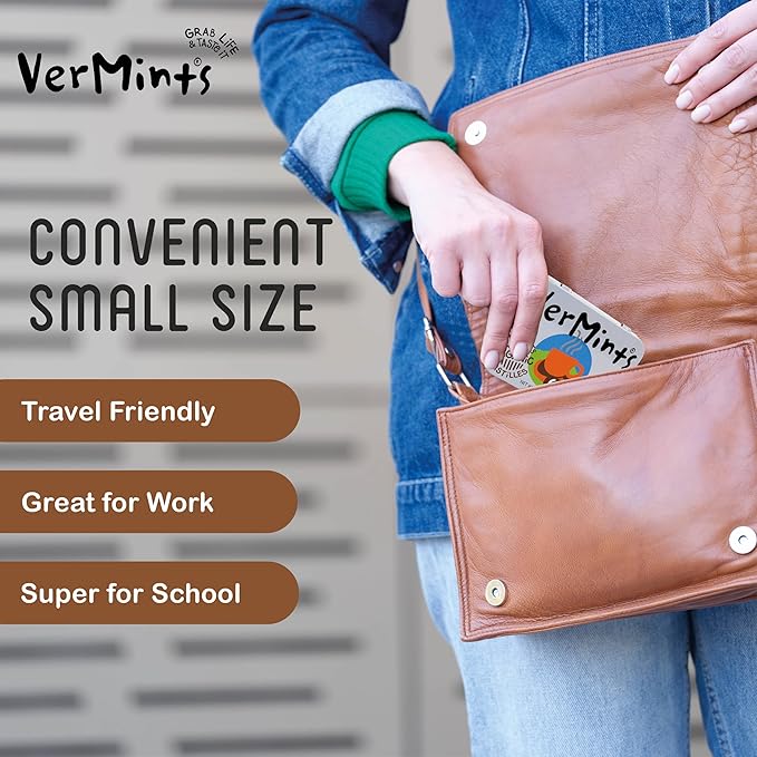 VerMints Organic Breath Mints Café Express - Real Ingredients, Lasting Coffee Flavor - Travel Size Tins - Non-GMO, Nut Free, Gluten Free, Vegan & Kosher Coffee Candy - .63oz/18g (Pack of 12)