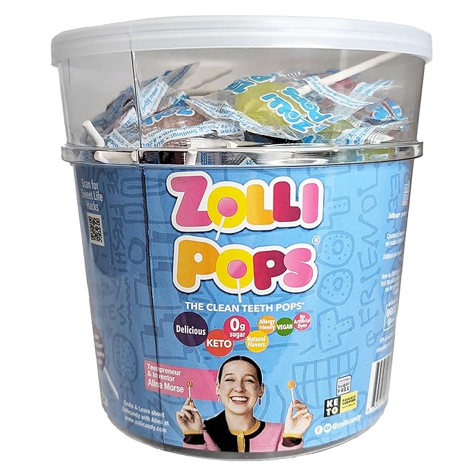 Zollipops Clean Teeth Pops, Anti Cavity Lollipops, Delicious Assorted Flavors, 1 LB Tub