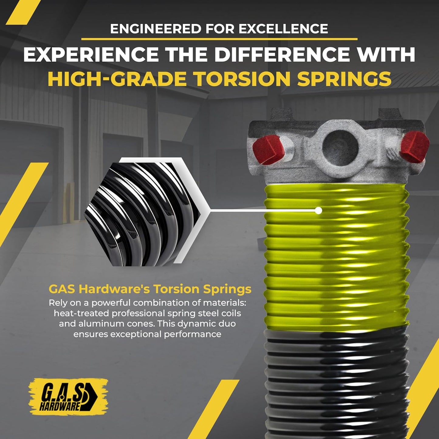 Garage Door Torsion Spring 207x1.75x23 Includes 1” Steel Bearing, Non-Slip Gloves, and Winding Bars for Left and Right Side of Garage Door Precision E-Coating 5-Year Warranty Min. 30,000 Cycles (Pair)