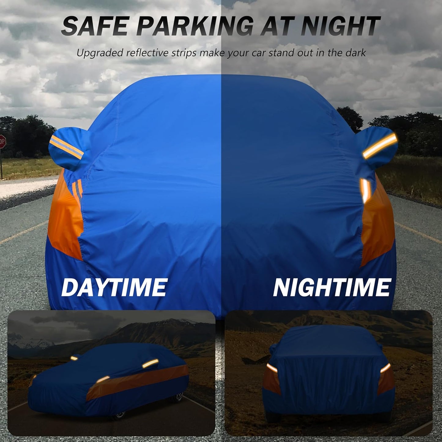 Heavy Duty Outdoor Car Cover Windproof All Weather Waterproof Sun Rain UV Dust Snow Protection Outdoor,Fit Toyota Corolla/Prius, Honda Civic, Kia Forte, Nissan Sentra etc.Size A3