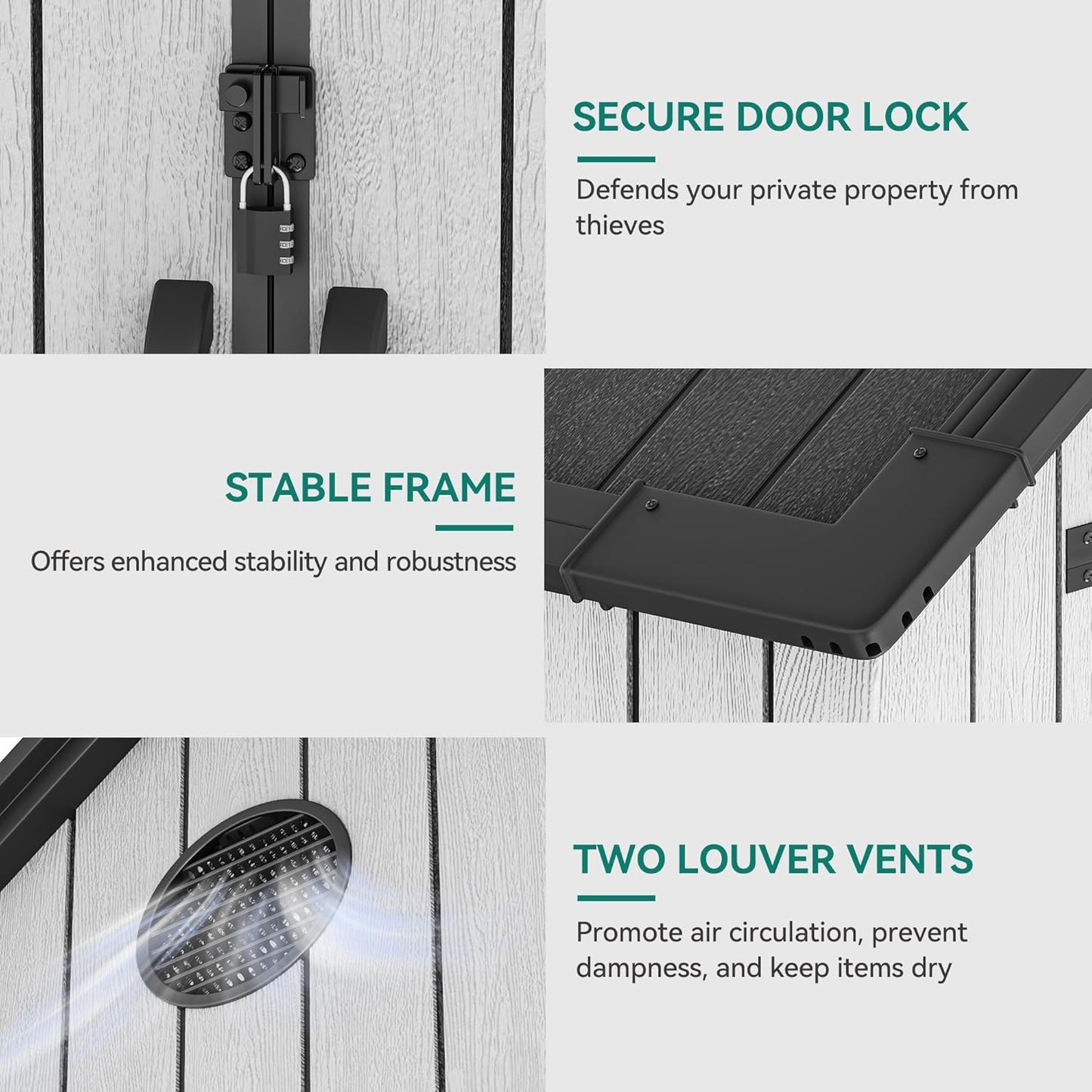 YITAHOME Large Resin Shed with Floor, Windows & Vents, 7.3 x 7.3 ft Weatherproof Tool Storage, Outdoor Storage Shed for Patio, Lawn Mower, and Bike, Gray