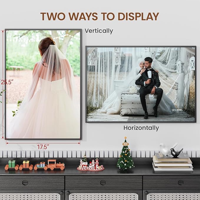 Heimlove 18x26 Metal Picture Frame,Black Aluminum Wall Gallery Poster Puzzles Artwork frames-Real Tempered Glass,Mounting Horizontally or Vertically Decor for Wall-1Pack