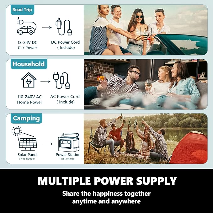 EUHOMY 12 Volt Refrigerator, 19 QT(18 L) Portable Freezer, Electric Cooler -4℉~68℉, 12V Car Fridge Reversible Door, Portable Freezer 12/24V DC & 100-240V AC for Camping, Truck, Travel