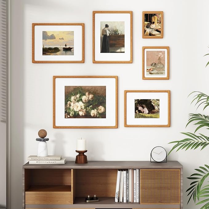 Heimlove 12x18 Picture Frames Natural Teak,Original Wood Hand Make Crafted Certificate Frame with Mat to 8.5x11 Graduation Picture Display,Family Picture,Wedding Picture,Diploma,Photo Wall Mounted