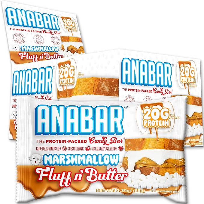 Anabar Protein Bar, The Protein-Packed Candy Bar, Amazing Tasting Protein Bar, No Sugar Alcohols, High Protein, Amazingly Delicious, 20 Grams of Protein (12 Bars, Marshmallow Peanut Butter)