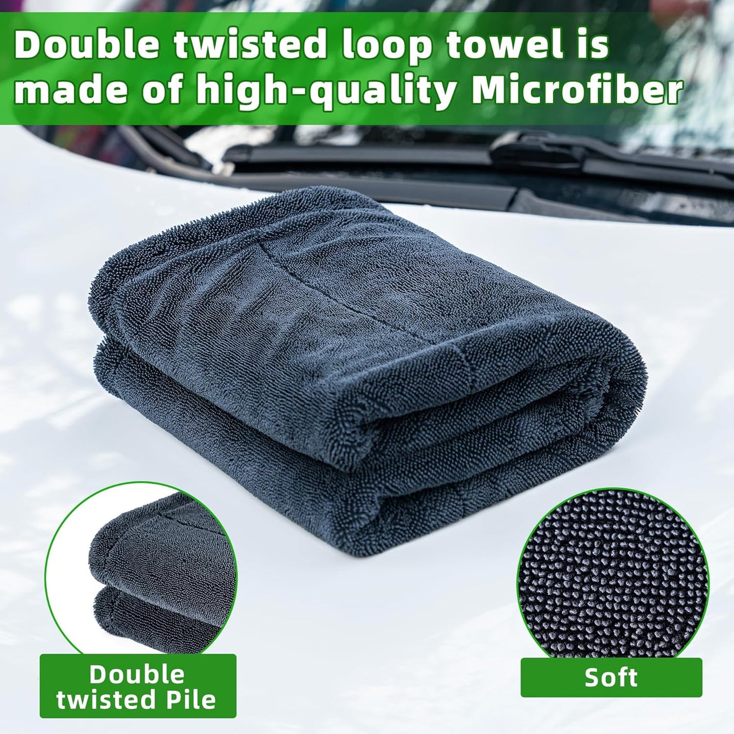 CADONO Huge Microfiber Car Drying Towel, Ultra Absorbent Microfiber Cleaning Cloth for Cars, No Streaks, Scratches, or Water Spots (36"x 24", 1300GSM)