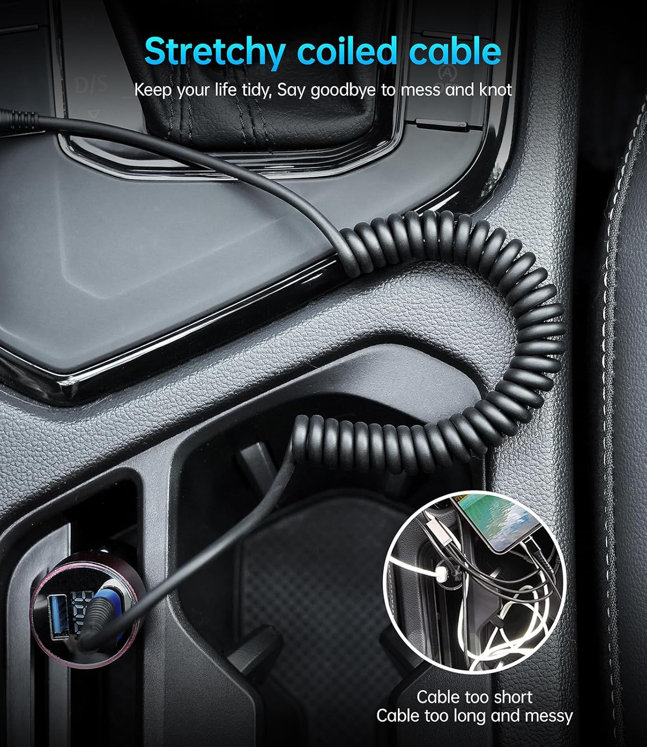 USB C Cable 3ft 2Pack Coiled USB A to USB C Charge Cord for Car, USB-C Charging Cable Compatible with iPhone 16/15/Plus/Pro/Pro Max/Samsung Galaxy S20 S10 S9 S8 Plus Note 10 9 and Other USB C Devices