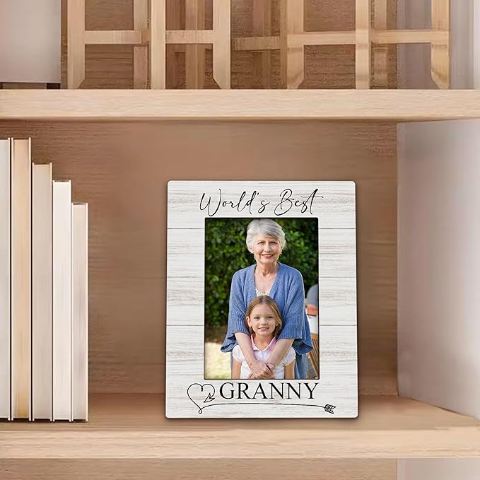 Granny Gifts Picture Frame 5x7, Grandma Photo Frame, Christmas Mothers Day Birthday Gifts for Grannys from Grandkids, World's Best Granny Wooden Picture Photo Frames for Desk Home Room Decor