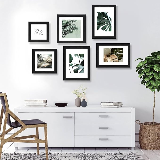 8x11 Picture Frame Set of 2, Made of Real Glass and Black Wooden Frame - 8 by 11 Photo for Wall or Tabletop Display