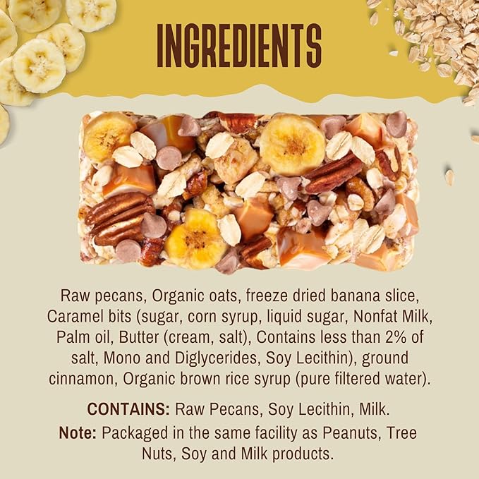 ToYou Chewy Fruit and Nut Bars - Healthy Protein Snacks | Banana Foster - 1.41 Ounce (Pack of 12) | Soft Chewy, Fiber-packed Granola Bars for Adults and Kids, Made with Natural Ingredients