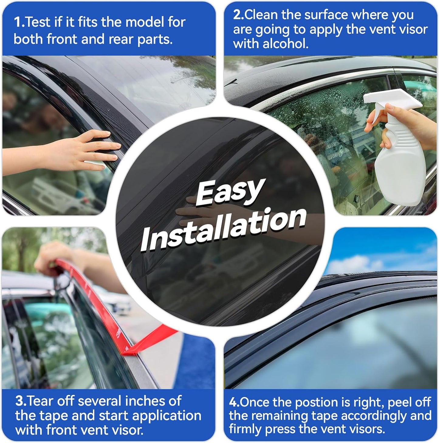 Window Visors Rain Guards for 2005 2006 2007 2008 2009 Chevy Equinox, Out-Channel Window Vent Wind Deflectors Visors Shades for 2006-2009 Pontiac Torrent
