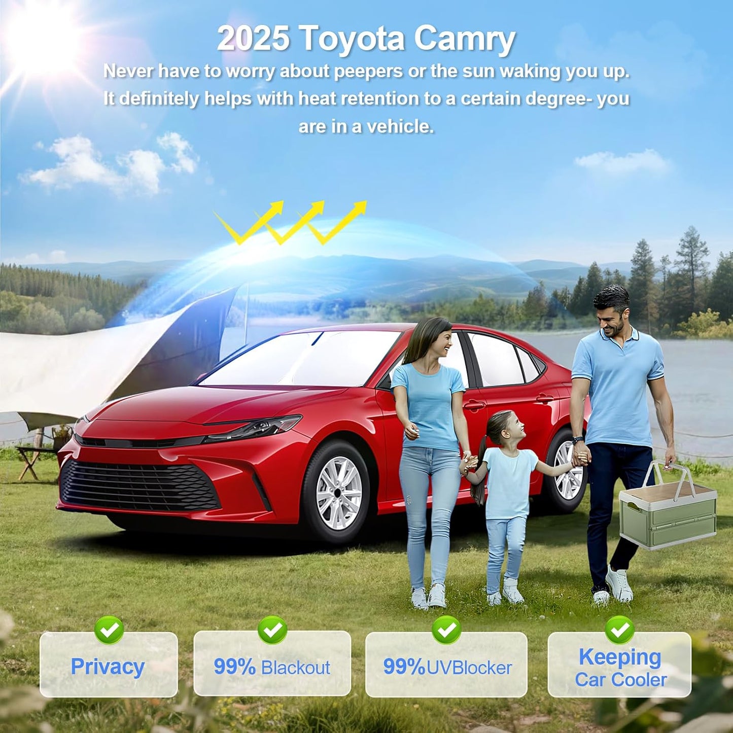 8pcs Car Window Shades for Toyota Camry 2025 Accessories,Windshield Side Rear Full Sunshade,Sun Visor UV Blocking, Privacy Protection and Blackout for Camping Outdoor