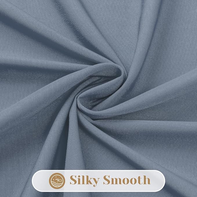 HOMEIDEAS Non-See-Through Stone Blue Privacy Sheer Curtains, 52 X 63 Inches Long 2 Panels Sheer Curtains Light Filtering Window Drapes for Bedroom Living Room