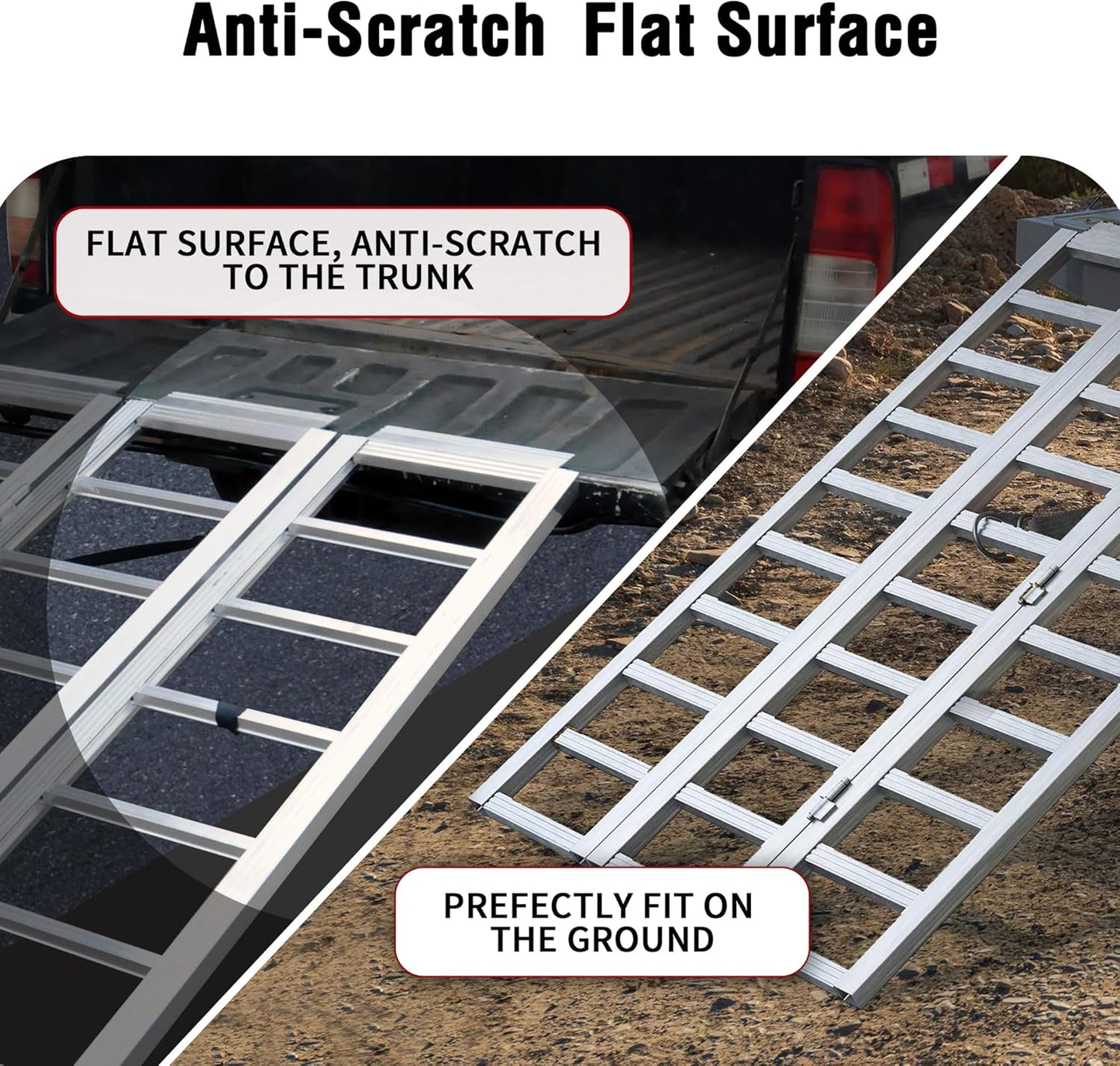 Rockland Tri-Fold Aluminum Loading Ramp, 69'' x 45'', 1500 LBS Loading Capacity, Portable Ramp for Motorcycles, Ebikes and ATVs, with 2 Safety Straps Included