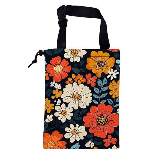 Car Garbage Bag Abstract Floral and Green Leaves Hanging Canvas Car Trash Bag Waterproof Drawstring Car Back Seat Organizer for Car Back Front Seat Console with Adjustable Buckle