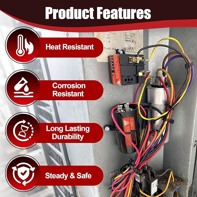 CSR-U2 Hard Start Kit for Air Conditioner 3-5 Ton, HVAC Compressor Saver Replacement with 5-2-1 Technology Pre-Wired AC Capacitor