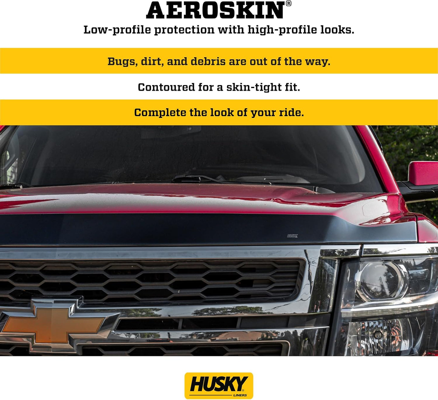 Husky Liners Aeroskin Hood Protector | Fits 2019-2025 Toyota RAV4 | Low Profile Deflector/Bug Shield - 1 pc., Smoke | 2842173