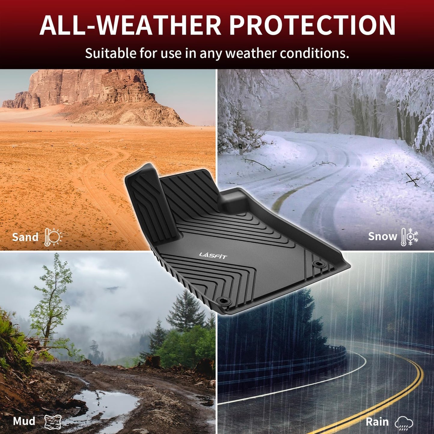 LASFIT Floor Mats for Honda Accord Sedan 2023 2024 2025 2026 (Include Gasoline & Hybrid), All Weather TPE Car Floor Liners,1st & 2nd Row, Black