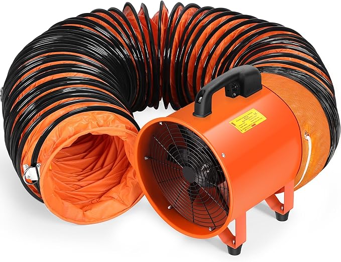 Rengue 16 Inches Utility Blower Exhaust Fan with 32.8 FT Duct, 3300 r/min High Velocity Low Noise Extraction and Ventilation Fan with Duct Hose