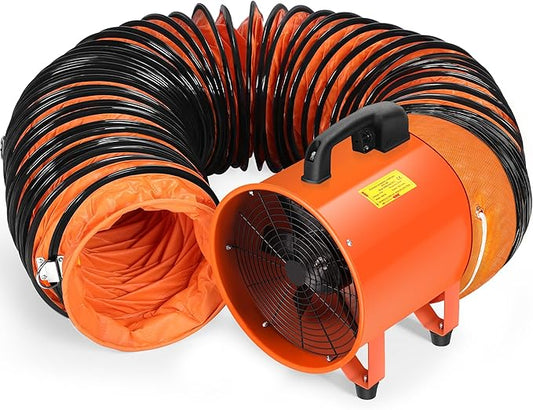Rengue 16 Inches Utility Blower Exhaust Fan with 32.8 FT Duct, 3300 r/min High Velocity Low Noise Extraction and Ventilation Fan with Duct Hose