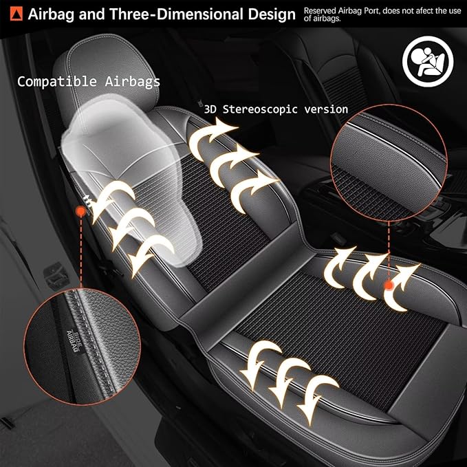 2 Front Seat Covers Fit for Nissan Frontier 2009-2024 2025: Car Seat Covers Leather Waterproof Ice Silk Breathable Car Seat Cushion Protector (2 Seats, Black & Grey)
