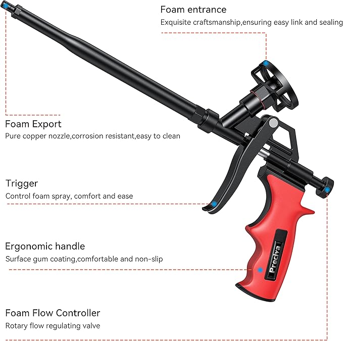 Preciva 2 PCS Spray Foam Gun, Upgrade Pu Expanding Foaming Gun Professional Caulking Gun Insulation Suitable for Caulking, Filling, Sealing