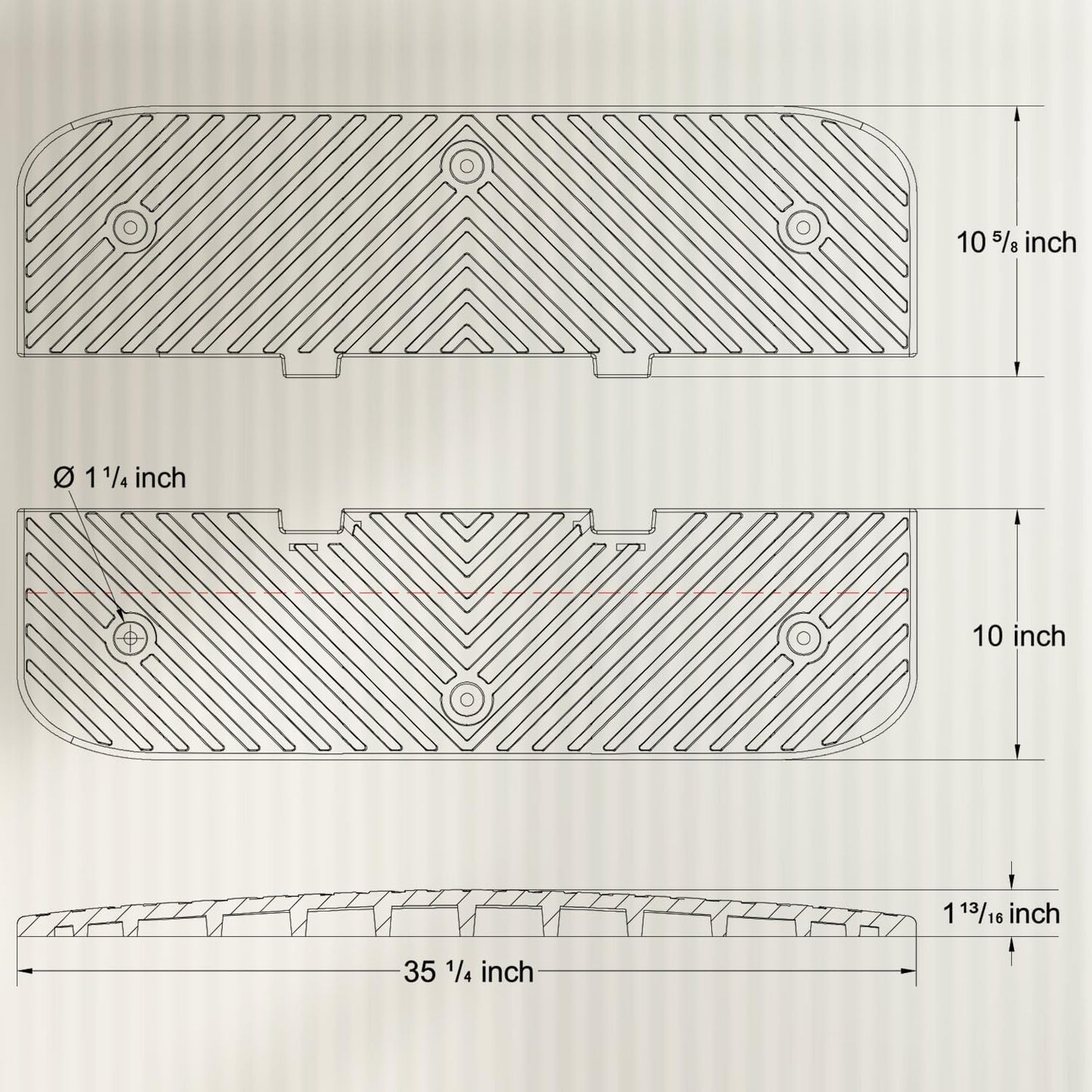 Heavy-Duty Rubber Speed Humps, 35" Width & Interlock Extension Length, Road Humps Bumps for Saftey Combinable, Garage Humps for Asphalt Concrete Gravel Driveway (Left and Right Ends)
