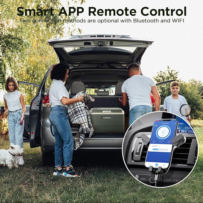AAOBOSI 12 Volt Refrigerator,42 Quart(40L) Car Refrigerator, -4℉-68℉ Electric Cooler with 12/24V DC & 110-240V AC, Fast Cooling Portable Car Fridge for Camping, Travel, Outdoor, 3 Year Warranty
