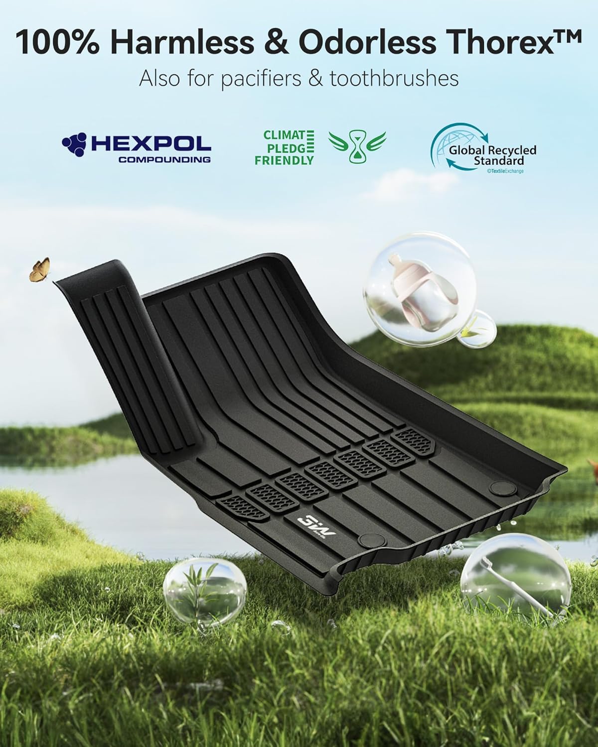 3W Floor Mats Fit for Jeep Grand Cherokee L 2021-2024 2025, TPE All Weather Custom Fit Floor Liner for 1-3 Rows Full Set Car Mats Black (Only for 6 Seater Without Center Console)