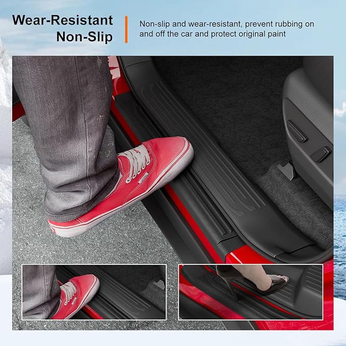 powoq 5 Seats Exterior Door Sill Protector Compatible with 2025 Toyota 4Runner Door Sill Guard Car Threshold Protector Entry Guard Replacement for 2025 Toyota 4Runner Accessories