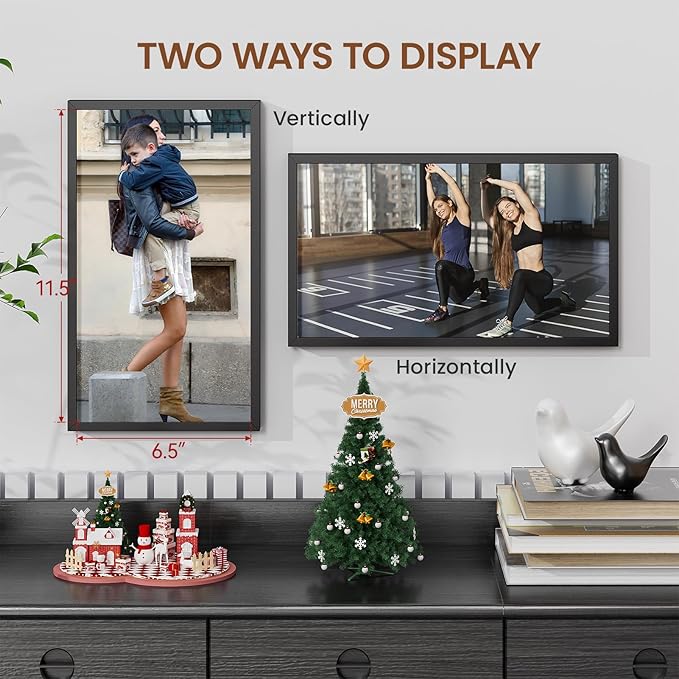 Heimlove 7x12 Metal Picture Frame,Black Aluminum Photo Frames-Real Tempered Glass,Mounting Horizontally or Vertically Decor for Wall-3 Pack