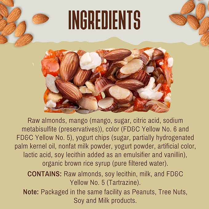 ToYou Chewy Fruit and Nut Bars - Healthy Protein Snacks | Mango Yogurt - 1.41 Ounce (Pack of 12) | Soft Chewy, Fiber-packed Granola Bars for Adults and Kids, Made with Natural Ingredients