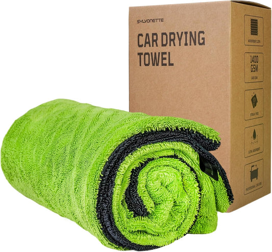 1400GSM Car Drying Towel(48" x 24"),Microfiber Towels for Cars Detailing -Absorbs 9lbs of Water, Ultra-Absorbent, Streak-Free, Scratch-Free, No Water Spots, Double-Twist Pile & Edgeless
