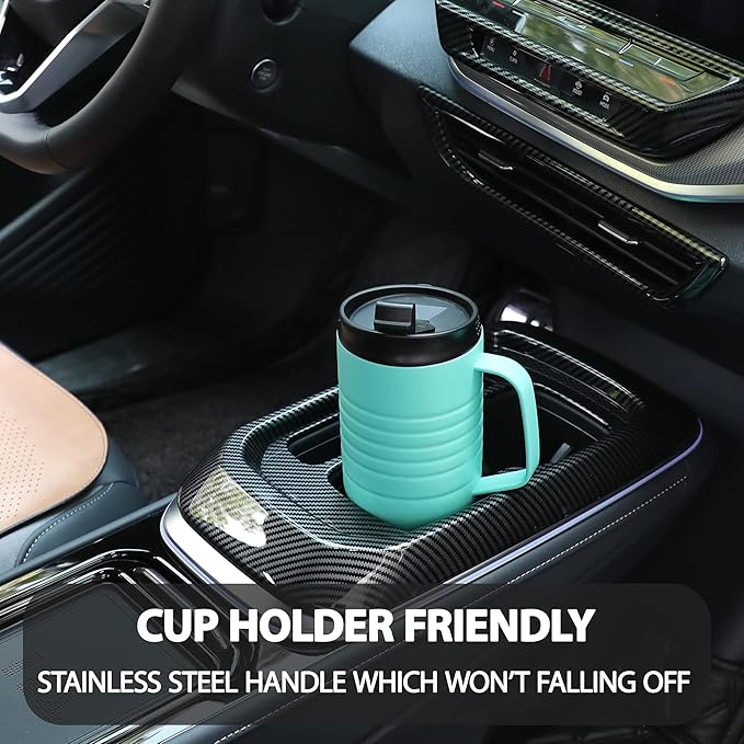HAUSHOF 24 oz Travel Mug with Handle, Stainless Steel Vacuum Insulated Coffee, Double Wall Travel Mugs with Leakproof Lid, BPA Free