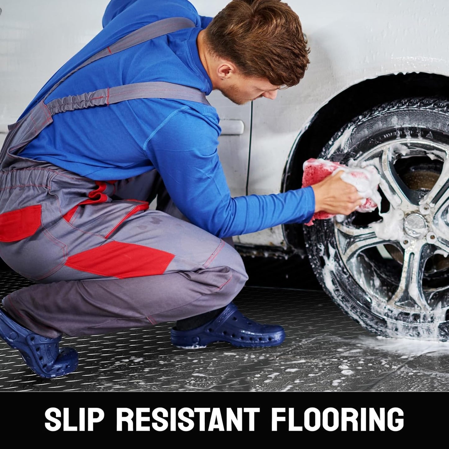 Bonnlo 5x10 FT Garage Floor Mat for Under Car,Thickened PVC Roll Floor mats，Waterproof Non Slip Parking Mat,Black