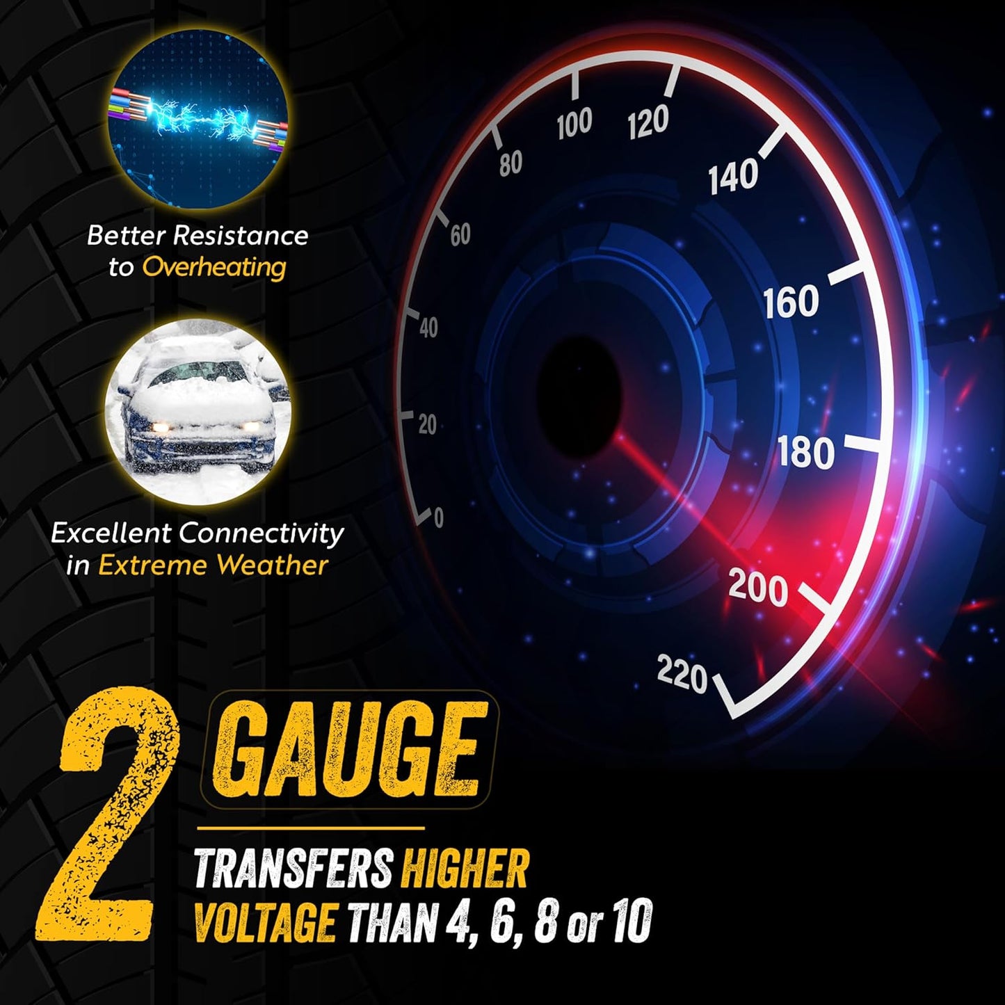 GOODYEAR Heavy Duty Jumper Cables for Car Battery – 2 Gauge 16 ft Booster Cables with Carrying Case for Cars, Trucks, SUVs, Emergency Roadside Kit